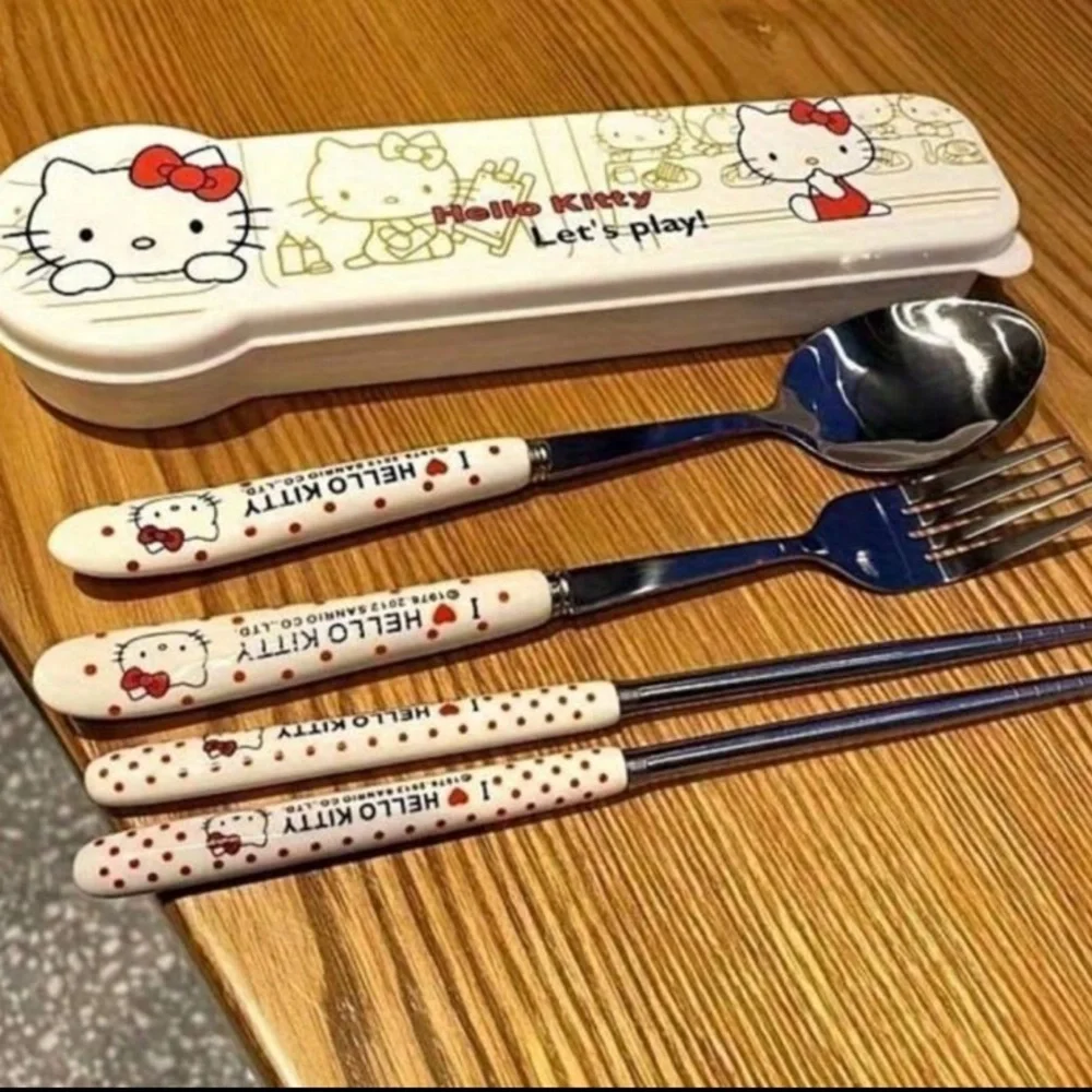 Sanrio Hello Kitty Fork, Spoon & Chopsticks Set
